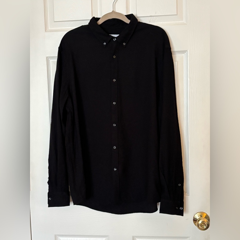 ZARA Men's Size XL Black Slim Fit Long Sleeve Button Down Shirt